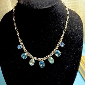 Touchstone crystal Basketweave chain with blue crystals.
